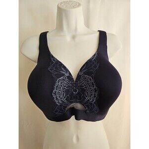 Cacique 42D Balconette Bra Navy Blue Wire free Full Coverage Lightly Lined
